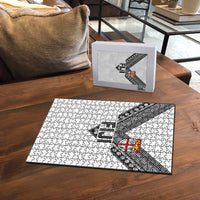 Rugby Fiji Puzzle Fijian Masi Tribal Sporty Style White Color - Polynesian Pride