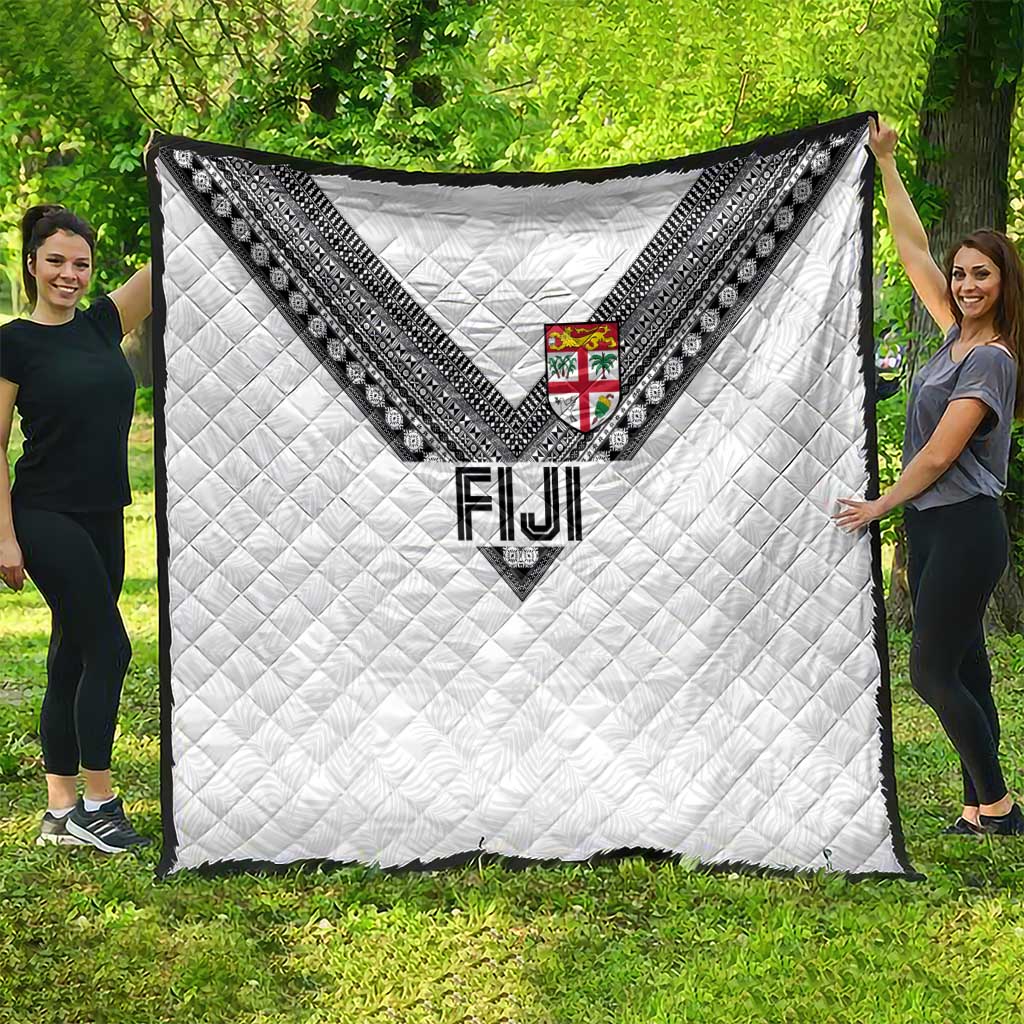Rugby Fiji Quilt Fijian Masi Tribal Sporty Style White Color - Polynesian Pride