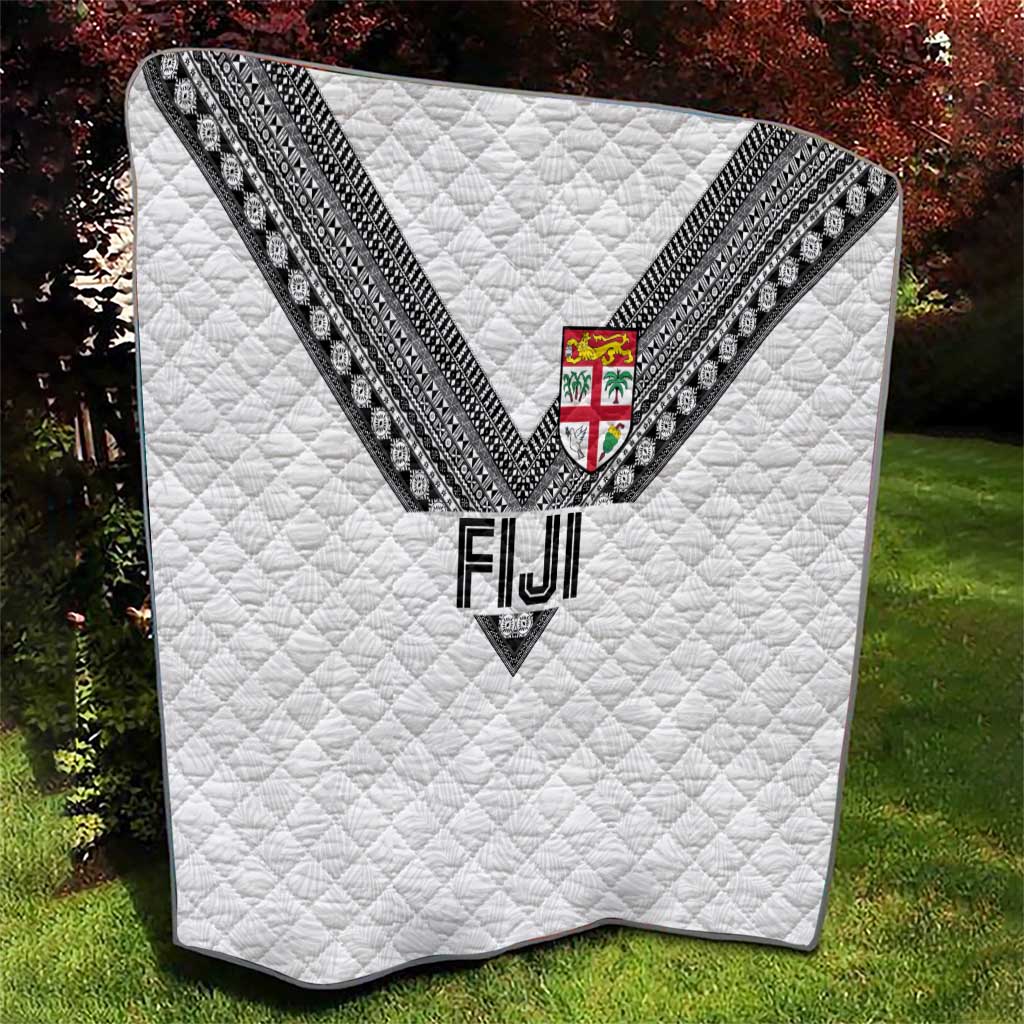 Rugby Fiji Quilt Fijian Masi Tribal Sporty Style White Color - Polynesian Pride