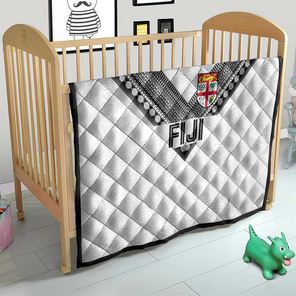 Rugby Fiji Quilt Fijian Masi Tribal Sporty Style White Color - Polynesian Pride