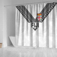 Rugby Fiji Shower Curtain Fijian Masi Tribal Sporty Style White Color - Polynesian Pride