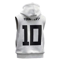 Custom Rugby Fiji Sleeveless Hoodie Fijian Masi Tribal Sporty Style White Color - Polynesian Pride