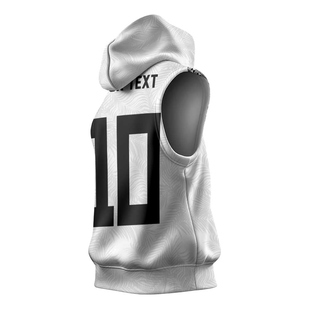 Custom Rugby Fiji Sleeveless Hoodie Fijian Masi Tribal Sporty Style White Color - Polynesian Pride