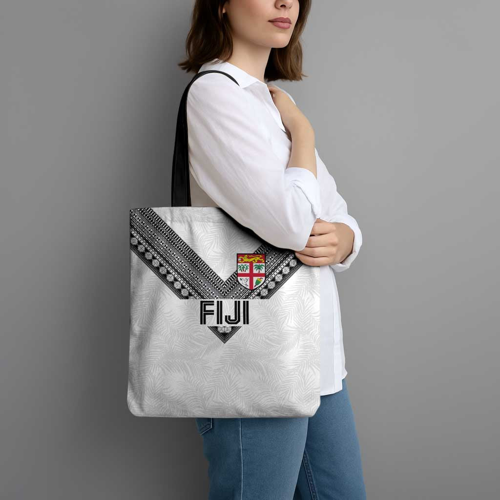 Rugby Fiji Tote Bag Fijian Masi Tribal Sporty Style White Color - Polynesian Pride