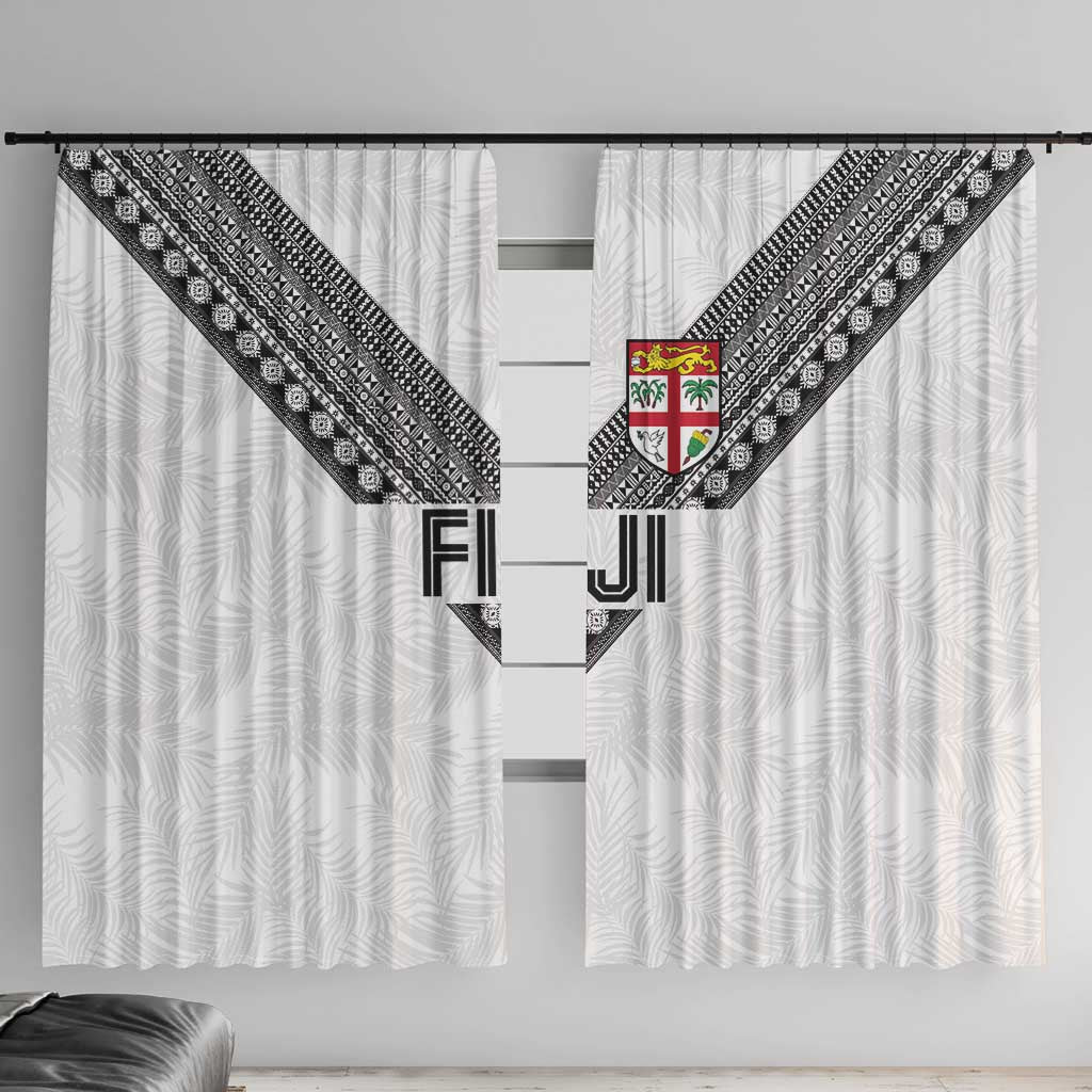 Rugby Fiji Window Curtain Fijian Masi Tribal Sporty Style White Color - Polynesian Pride
