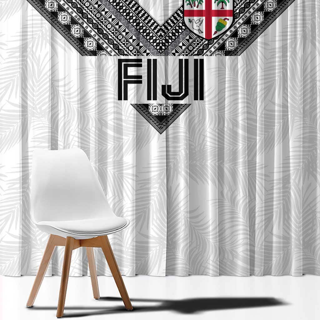 Rugby Fiji Window Curtain Fijian Masi Tribal Sporty Style White Color - Polynesian Pride