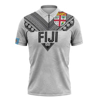 Custom Rugby Fiji Zipper Polo Shirt Fijian Masi Tribal Sporty Style White Color - Polynesian Pride