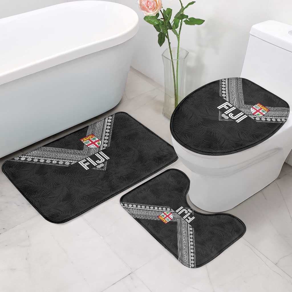 Rugby Fiji Bathroom Set Fijian Masi Tribal Sporty Style Black Color - Polynesian Pride