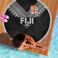 Rugby Fiji Beach Blanket Fijian Masi Tribal Sporty Style Black Color - Polynesian Pride