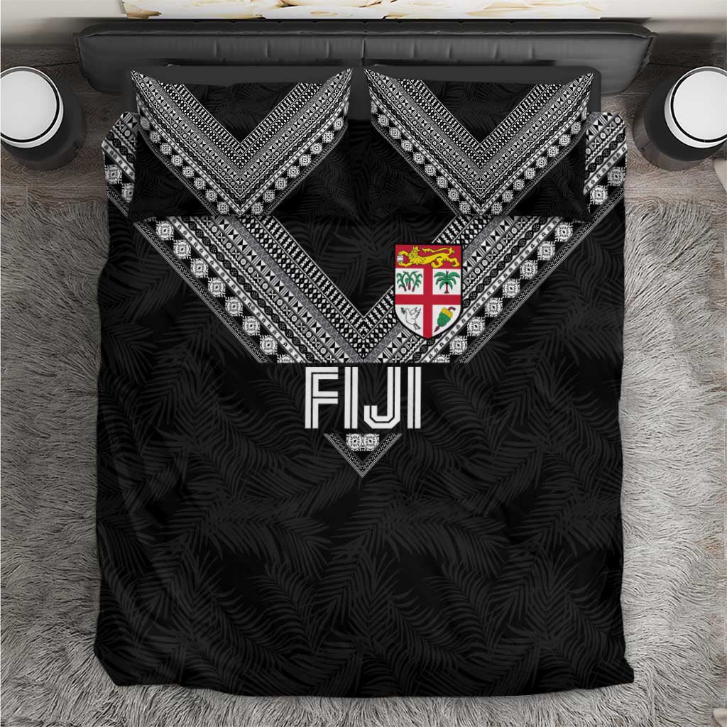 Rugby Fiji Bedding Set Fijian Masi Tribal Sporty Style Black Color - Polynesian Pride