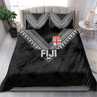 Rugby Fiji Bedding Set Fijian Masi Tribal Sporty Style Black Color - Polynesian Pride