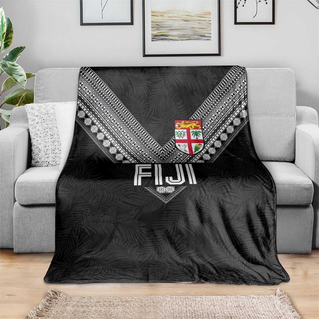 Rugby Fiji Blanket Fijian Masi Tribal Sporty Style Black Color - Polynesian Pride