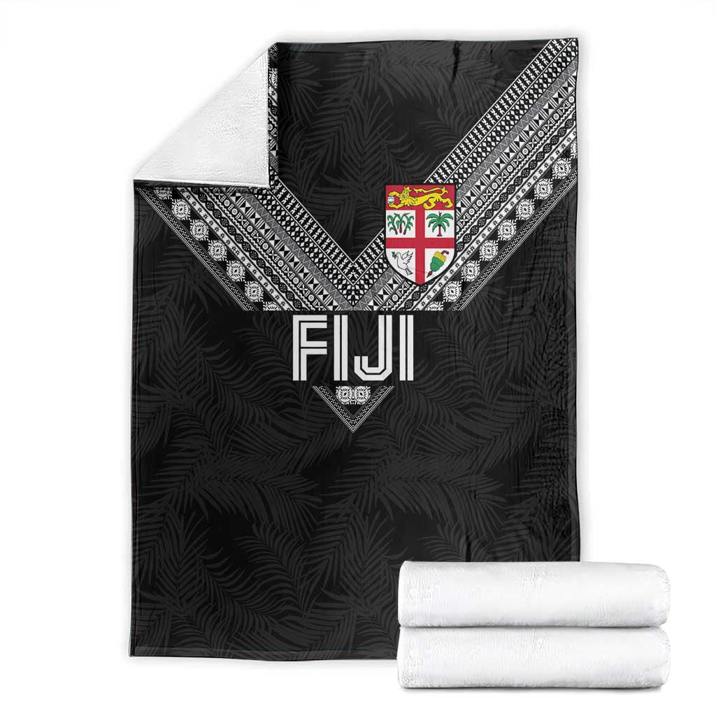 Rugby Fiji Blanket Fijian Masi Tribal Sporty Style Black Color - Polynesian Pride