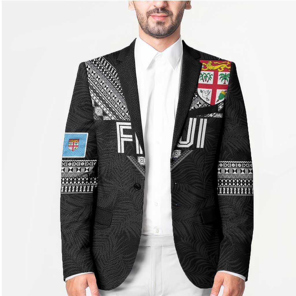 Custom Rugby Fiji Blazer Fijian Masi Tribal Sporty Style Black Color - Polynesian Pride