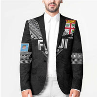 Custom Rugby Fiji Blazer Fijian Masi Tribal Sporty Style Black Color - Polynesian Pride