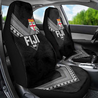 Rugby Fiji Car Seat Cover Fijian Masi Tribal Sporty Style Black Color - Polynesian Pride