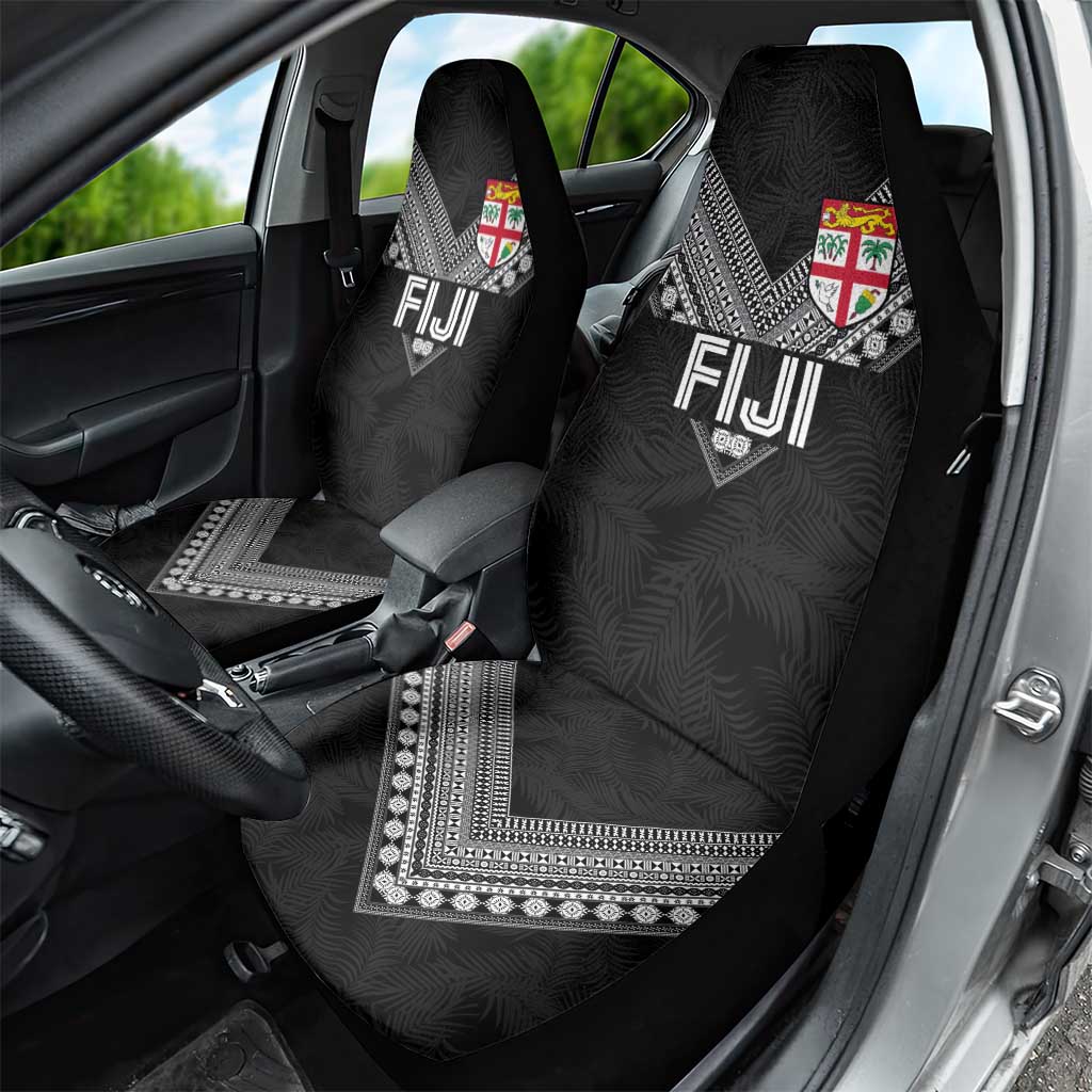 Rugby Fiji Car Seat Cover Fijian Masi Tribal Sporty Style Black Color - Polynesian Pride