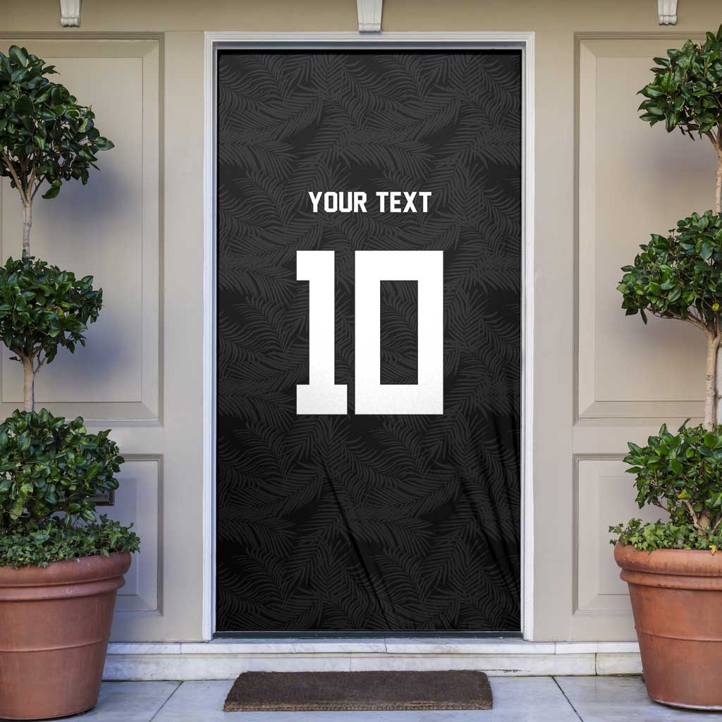Custom Rugby Fiji Door Cover Fijian Masi Tribal Sporty Style Black Color - Polynesian Pride
