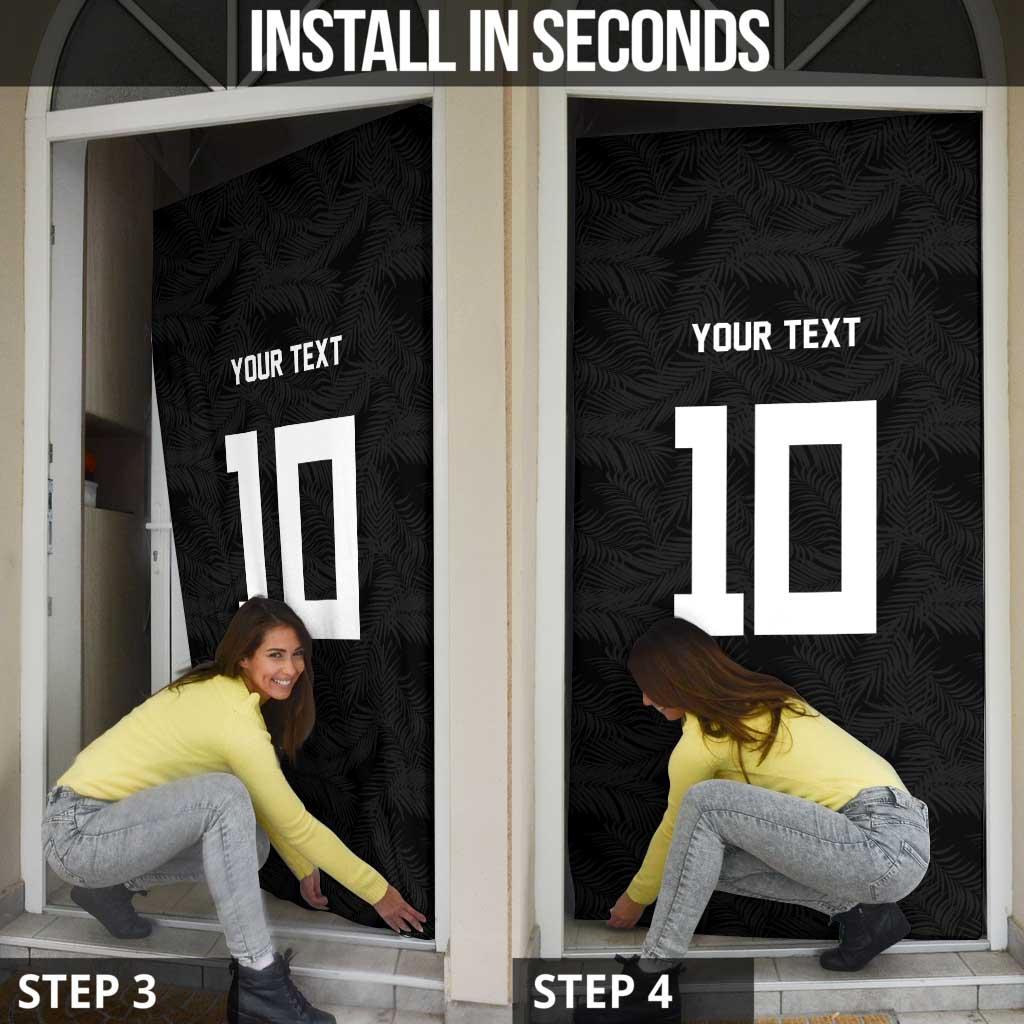 Custom Rugby Fiji Door Cover Fijian Masi Tribal Sporty Style Black Color - Polynesian Pride