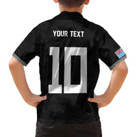 Custom Rugby Fiji Family Matching Off The Shoulder Long Sleeve Dress and Hawaiian Shirt Fijian Masi Tribal Sporty Style Black Color - Polynesian Pride