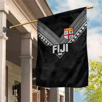 Rugby Fiji Garden Flag Fijian Masi Tribal Sporty Style Black Color - Polynesian Pride