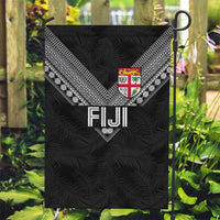 Rugby Fiji Garden Flag Fijian Masi Tribal Sporty Style Black Color - Polynesian Pride