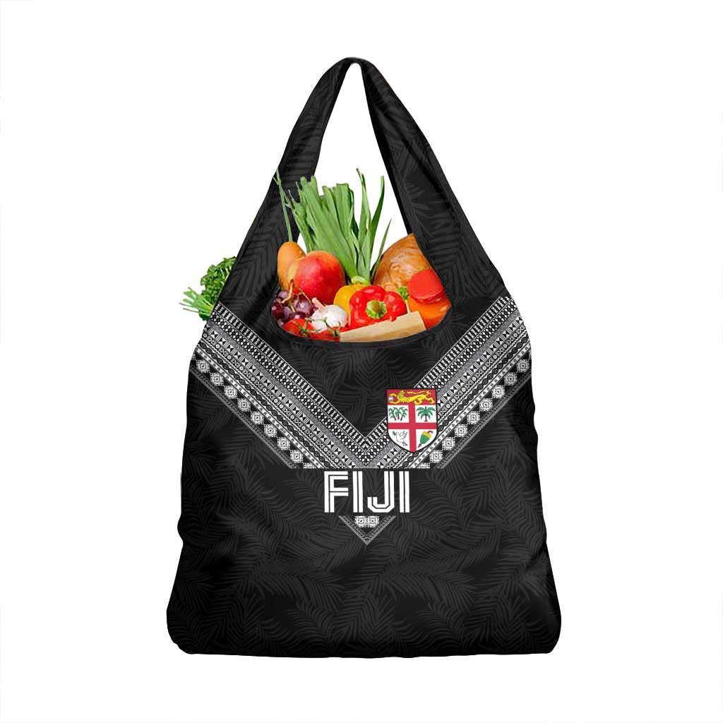 Rugby Fiji Grocery Bag Fijian Masi Tribal Sporty Style Black Color - Polynesian Pride