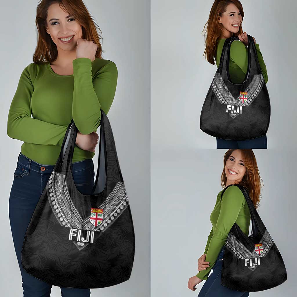 Rugby Fiji Grocery Bag Fijian Masi Tribal Sporty Style Black Color - Polynesian Pride
