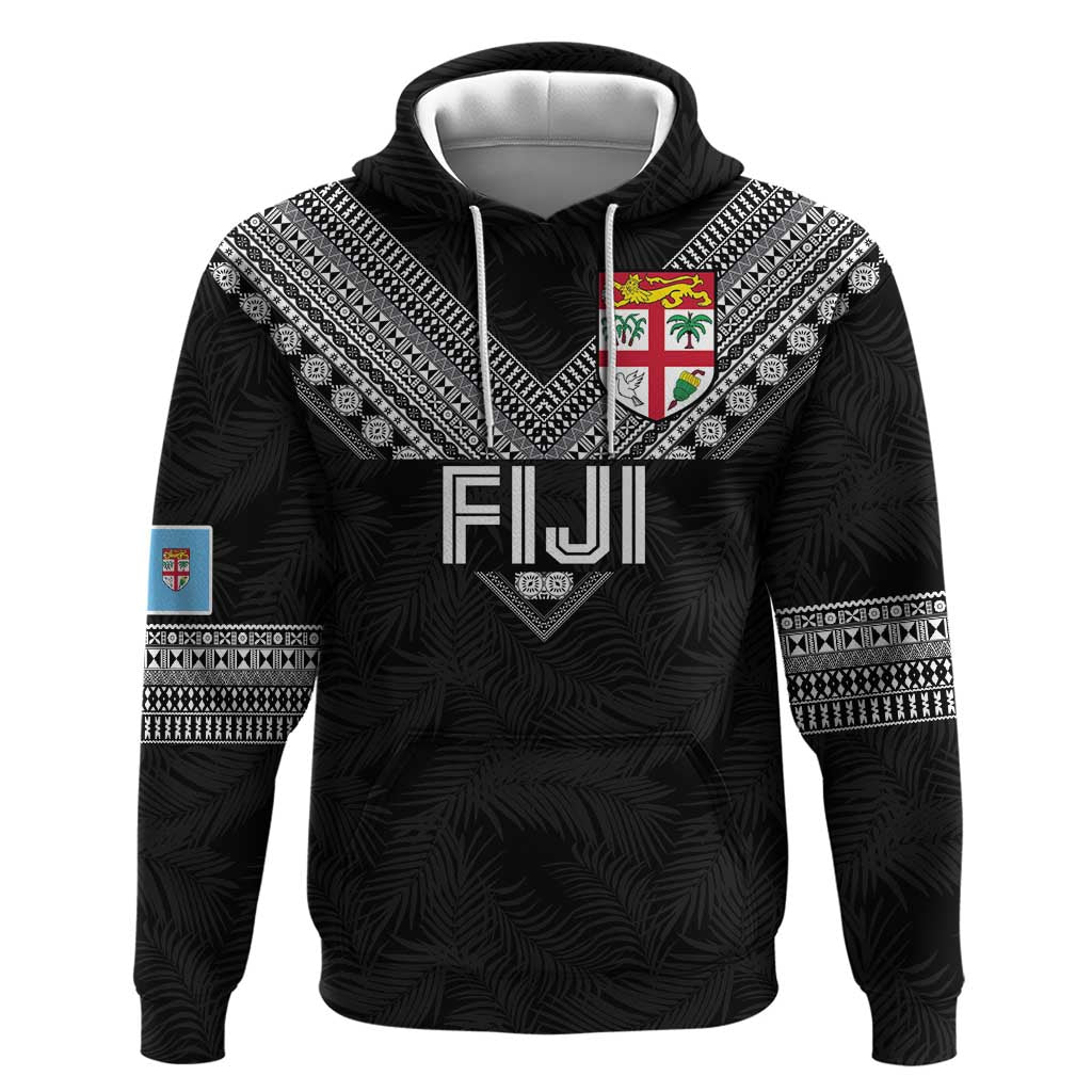Custom Rugby Fiji Hoodie Fijian Masi Tribal Sporty Style Black Color - Polynesian Pride