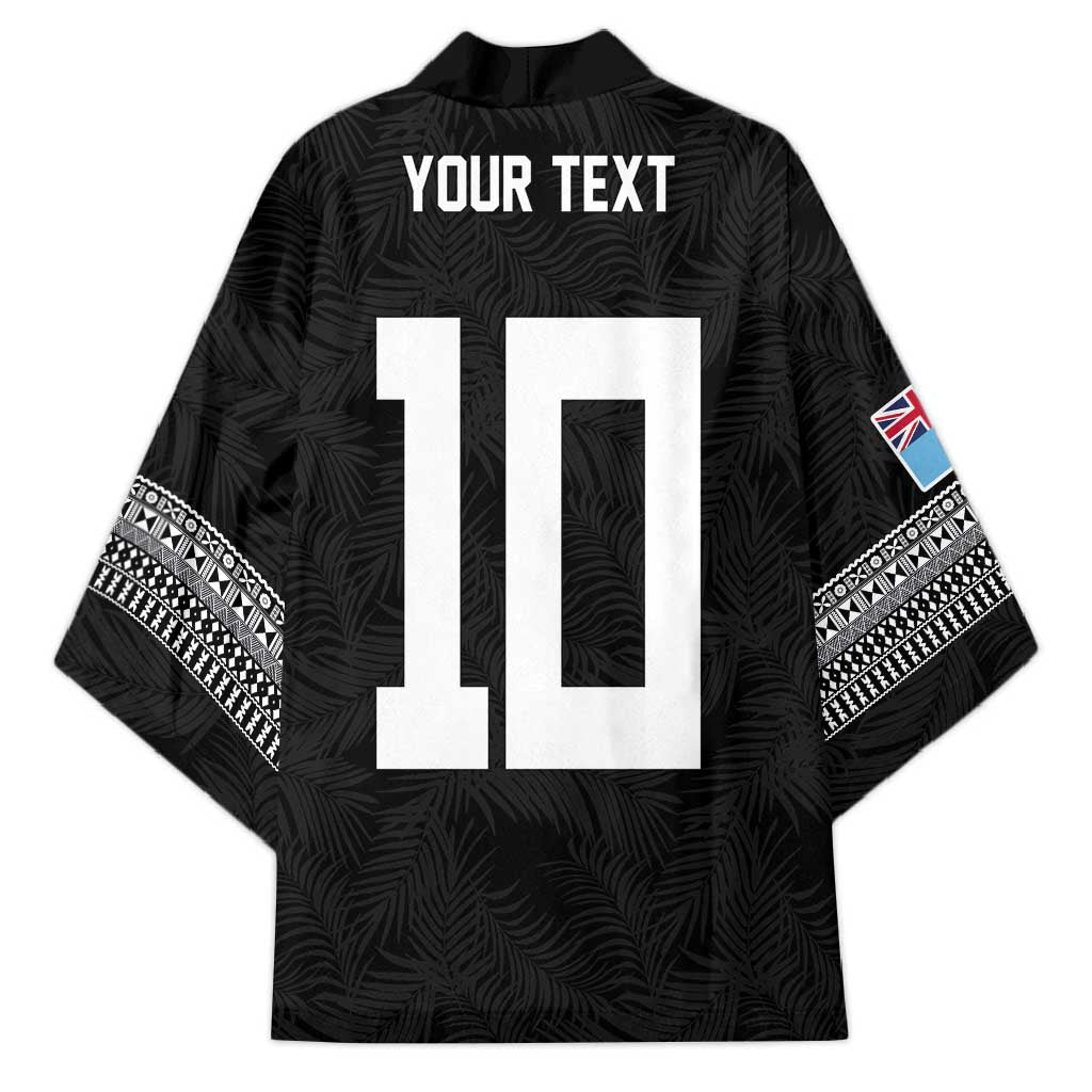 Custom Rugby Fiji Kimono Fijian Masi Tribal Sporty Style Black Color - Polynesian Pride