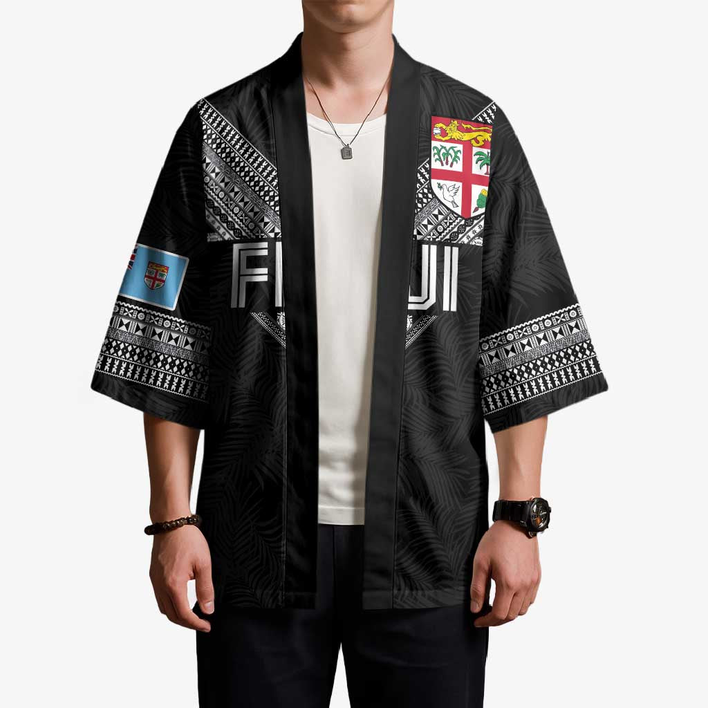 Custom Rugby Fiji Kimono Fijian Masi Tribal Sporty Style Black Color - Polynesian Pride