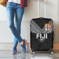 Rugby Fiji Luggage Cover Fijian Masi Tribal Sporty Style Black Color - Polynesian Pride