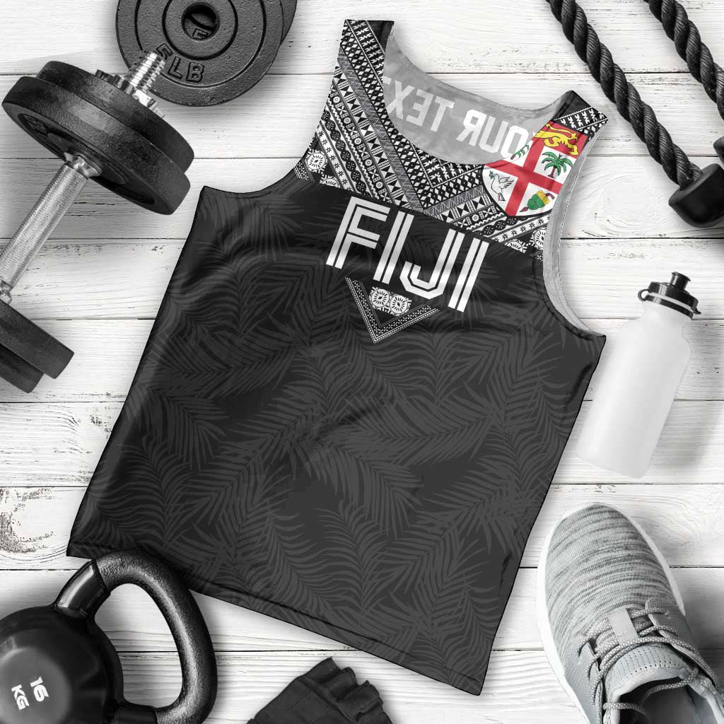 Custom Rugby Fiji Men Tank Top Fijian Masi Tribal Sporty Style Black Color - Polynesian Pride