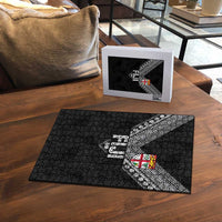 Rugby Fiji Puzzle Fijian Masi Tribal Sporty Style Black Color - Polynesian Pride