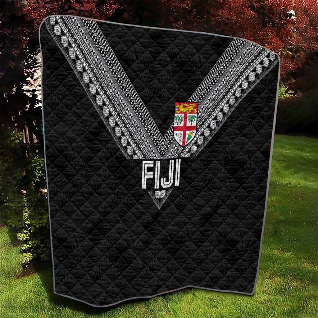 Rugby Fiji Quilt Fijian Masi Tribal Sporty Style Black Color - Polynesian Pride