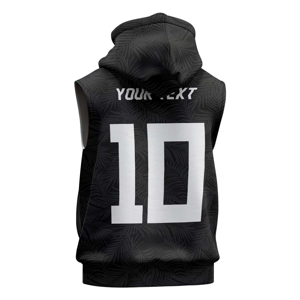 Custom Rugby Fiji Sleeveless Zip Hoodie Fijian Masi Tribal Sporty Style Black Color - Polynesian Pride