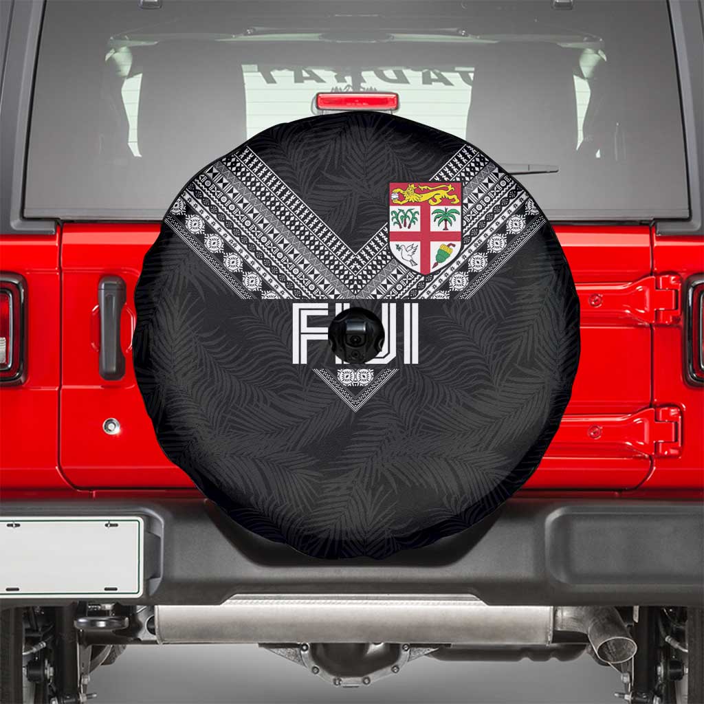 Rugby Fiji Spare Tire Cover Fijian Masi Tribal Sporty Style Black Color - Polynesian Pride