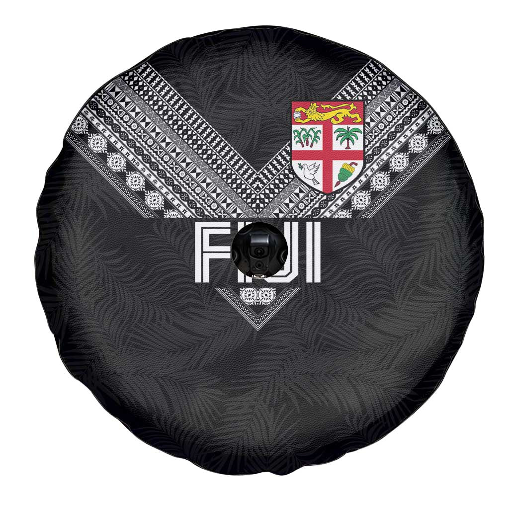 Rugby Fiji Spare Tire Cover Fijian Masi Tribal Sporty Style Black Color - Polynesian Pride