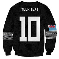 Custom Rugby Fiji Sweatshirt Fijian Masi Tribal Sporty Style Black Color - Polynesian Pride