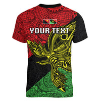 Personalised Papua New Guinea Southern Highlands Province Women V Neck T Shirt PNG Birds Of Paradise Polynesian Arty Style LT03 - Polynesian Pride