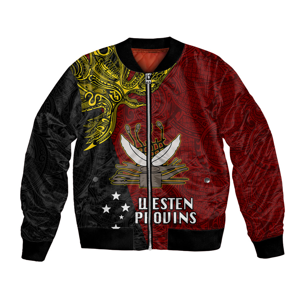 Personalised Papua New Guinea Western Province Bomber Jacket PNG Birds Of Paradise Polynesian Arty Style LT03 Unisex Red - Polynesian Pride