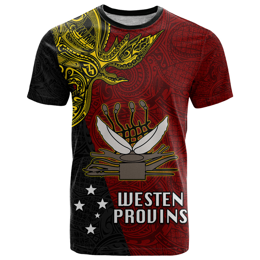 Personalised Papua New Guinea Western Province T Shirt PNG Birds Of Paradise Polynesian Arty Style LT03 Red - Polynesian Pride