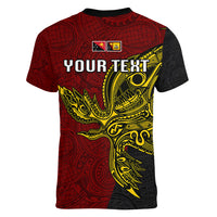 Personalised Papua New Guinea Western Province Women V Neck T Shirt PNG Birds Of Paradise Polynesian Arty Style LT03 - Polynesian Pride