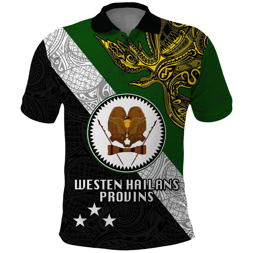 Papua New Guinea Western Highlands Province Polo Shirt PNG Birds Of Paradise Polynesian Arty Style LT03 Green - Polynesian Pride