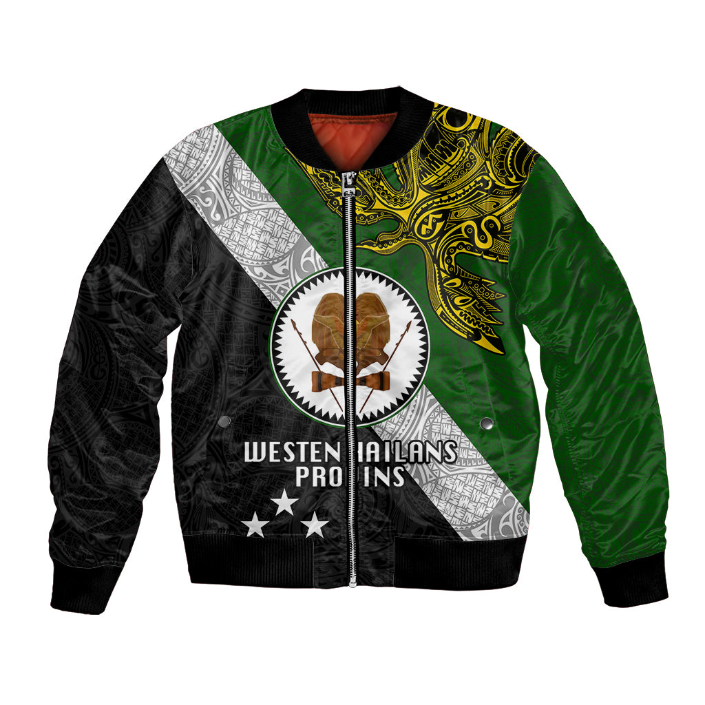 Personalised Papua New Guinea Western Highlands Province Bomber Jacket PNG Birds Of Paradise Polynesian Arty Style LT03 Unisex Green - Polynesian Pride