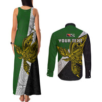 Personalised Papua New Guinea Western Highlands Province Couples Matching Tank Maxi Dress and Long Sleeve Button Shirts PNG Birds Of Paradise Polynesian Arty Style LT03 - Polynesian Pride