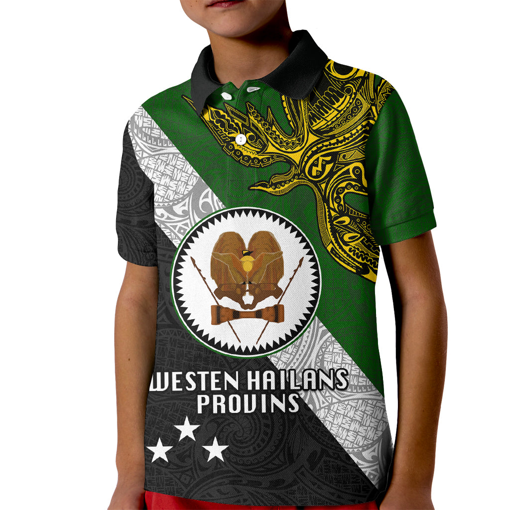 Personalised Papua New Guinea Western Highlands Province Kid Polo Shirt PNG Birds Of Paradise Polynesian Arty Style LT03 Kid Green - Polynesian Pride