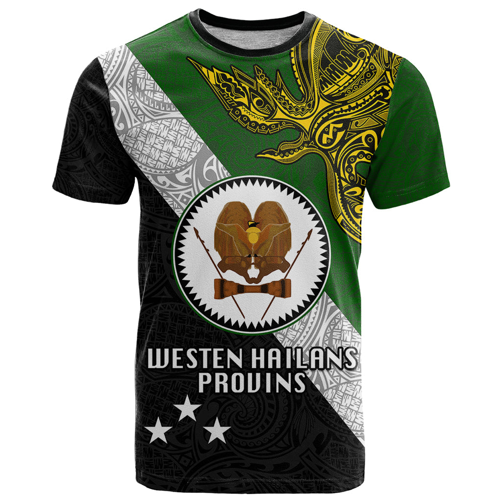 Personalised Papua New Guinea Western Highlands Province T Shirt PNG Birds Of Paradise Polynesian Arty Style LT03 Green - Polynesian Pride