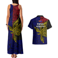 Papua New Guinea West New Britain Province Couples Matching Tank Maxi Dress and Hawaiian Shirt PNG Birds Of Paradise Polynesian Arty Style LT03 - Polynesian Pride