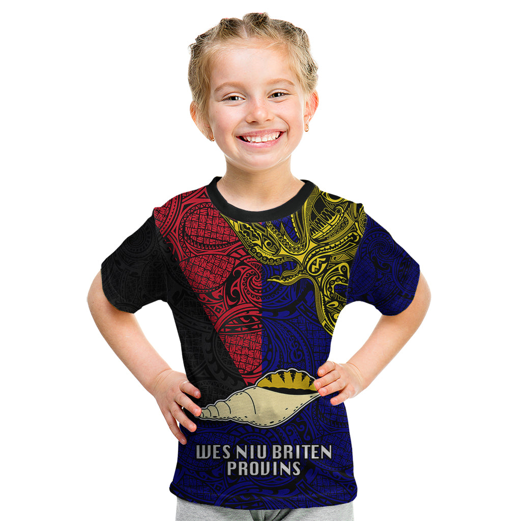 Papua New Guinea West New Britain Province Kid T Shirt PNG Birds Of Paradise Polynesian Arty Style LT03 Blue - Polynesian Pride